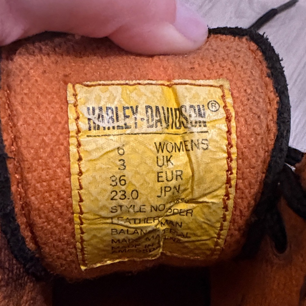 Harley-Davidson Women's Black Leather Heeled Boots With Orange Interior - Picture 8 of 8